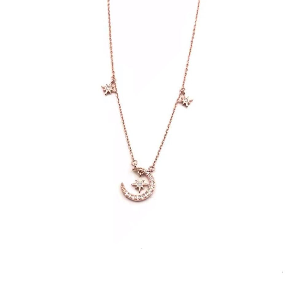 Moon and Stars Rhinestone Necklace - Picture 6 of 11